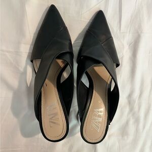 Zara black pointed toe mules with heels